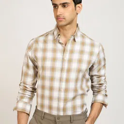 PB & J Tartan Checks Checked Spread Collar Cotton Shirt-image-28