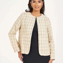Styli Beige Chequered Blazer-35