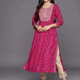 Libas Pink Embroidered A Line Kurta-image-98