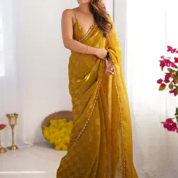 Saree Mall Mustard Chiffon Embellished Saree with Blouse Piece-image-52