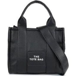 Kazo Black PU Solid Tote Handbag-image-6