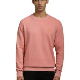 Louis Philippe Peach Cotton Regular Fit Texture Sweatshirt-47