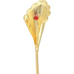 Sri Jagdamba Pearls 800 Silver Gold Plated Lilly Flower with Red Stone - 3 gm-image-16