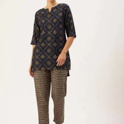 Clt.S Blue Regular Fit Printed Pyjamas Set-image-10