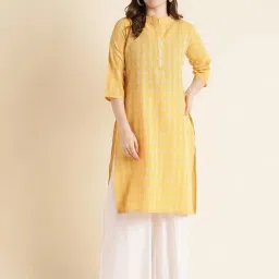 Fabclub Yellow Printed Straight Kurta-picture-33