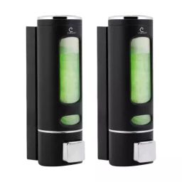 CUROVIT 200 ml Plastic Cylindrical Liquid Shampoo Dispenser Black-21