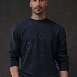 Rare Rabbit Navy Regular Fit Print Sweatshirt-image-90