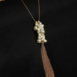 Madame Women White & Rose Gold-Plated Pearls Tasselled Necklace-20