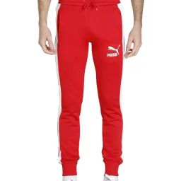 Puma Red Cotton Slim Fit Striped Joggers-image-88