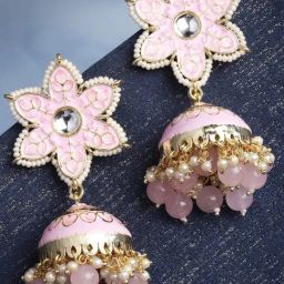 Karatcart Pink Jhumki Earrings for Women-23