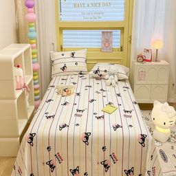JC HOME Yellow & Blue Striped Pure Cotton 200 TC Queen Bedsheet Set 2.3 m x 2 m-image-4