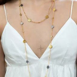 Shaya Trail of Glitter Confetti 92.5 Sterling Silver Necklace in Gold Plating for Women-image-47
