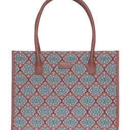 ZOUK Kolkata Nouveau Book Green Printed Tote Handbag-2