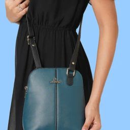 Lavie Spine VT Teal Blue Solid Medium Sling Handbag-image-55
