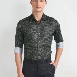 Arrow Navy Blue Cotton Slim Fit Printed Shirt-picture-33