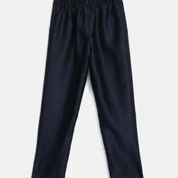 Blue Giraffe Boys Navy Blue Slim Fit Solid Regular Trousers-picture-39