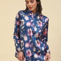 Monte Carlo Blue Printed Shirt-image-78