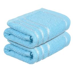 Kuber Industries Set Of 2 Blue Striped Cotton Face Towels-50