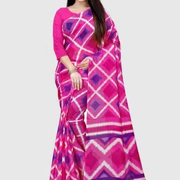 KALINI Geometric Printed Silk Cotton Ikat Saree-image-89