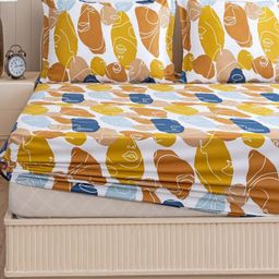 HOMEMONDE Multicoloured 210 TC Queen Bedsheet with 2 Pillow Covers-image-75