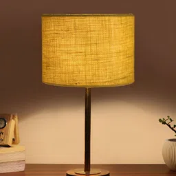 Aura Yellow Metal Cylindrical Shaped Table Lamp-51