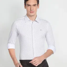 Arrow White Slim Fit Printed Shirt-picture-35