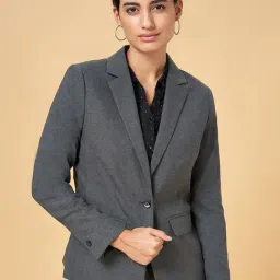 Annabelle by Pantaloons Charcoal Grey Notched Lapel Blazer-image-46