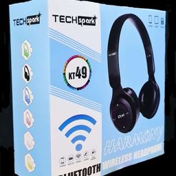 generic Techspark KT49 Wireless Bluetooth On-Ear Headphone with Mic, Long Battery Backup (Black) image 2