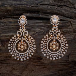 Kushal's Fashion Jewellery Teardrop Shaped Cubic Zirconia Gold Plated Drop Earrings-34