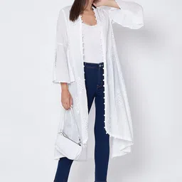 First Resort by Ramola Bachchan Women Embellished Longline Monochrome Shrug-22