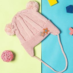 Baby Moo Pom Pom Design Beanie - Pink-image-73
