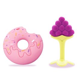 Chinmay Kids Silicone Baby Donut and Stand Teether Shape Baby Teething Toy Cartoon BPA Free Teether Purple & Purple-image-78