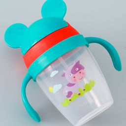 Cow Print Straw Sipper Bottle Turquoise - 200 ml-18