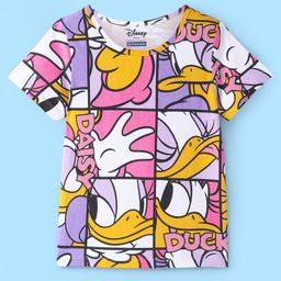 Pine Kids Disney Cotton Knit Half Sleeves T-Shirt with Daisy Duck Print - Multicolour-9