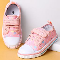 Cute Walk by Babyhug Casual Shoes with Velcro Closure & Butterfly Print - Peach-image-46