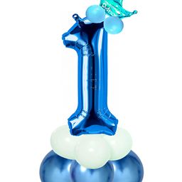 Decor Mantra Number 1 foil balloon 32 inch for birthday decoration items - Blue - Pack of 13-28