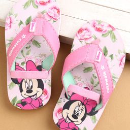 Cute Walk by Babyhug Flip Flops with Back strap Closure Minnie MousePrint - Pink-image-16