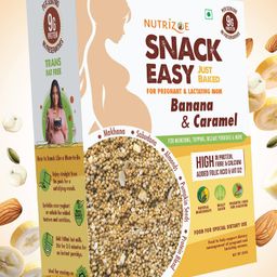 Nutrizoe SnackEasy Banana & Caramel - Healthy Snack Millet Mix for Pregnant Moms | Pregnancy Snack | Cravings | High Protein | High Fibre | Tasty & Versatile | No Trans Fat | Diet For Pregnant Mother - 250 g-image-24