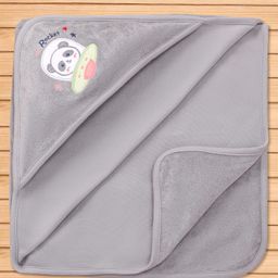 Pink Rabbit Terry Knit Hooded Towel With Panda Patch L 84 x B 82 cm - Grey-picture-21