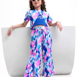 Ollington St. Cotton Printed Co-ord set of Half Sleeves Top & Joggers with Inner Top - Multicolour-image-79
