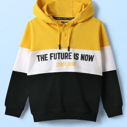 Pine Kids Cotton Knit Full Sleeves Text Printed Sweatshirt With Cut & Sew Design - White & Black-image-87