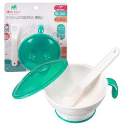 Cots and Cuddles Anti Skid BPA Free Grinding Mashable Feeding Bowl with Spoon and Lid for Kids (Random Color)-12