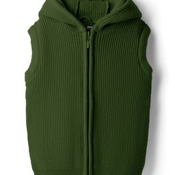 Pine Kids Knit Sleeveless Solid Color Hooded Front Open Sweater Set - Green-picture-20