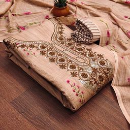 SHADOW & SAINING Floral Printed Sequinned Pure Cotton Unstitched Dress Material-image-95