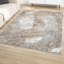 Kaleen India Gold Polyester Abstract Anti-Skid Carpets-image-92