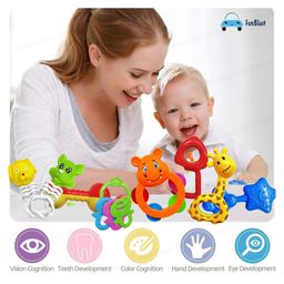 FunBlast Colourful Attractive Rattles and Teether for Babies  8 Pcs - Multicolour image 2