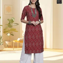 HERE&NOW Women Pack of 2 Ethnic Motifs Printed Daily Straight Kurtas-image-75
