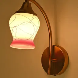 1ST TIME Pink & White Printed Glass Frustum Shaped Wall Lamp-picture-40