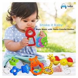FunBlast Colourful Attractive Rattles and Teether for Babies  8 Pcs - Multicolour image 4