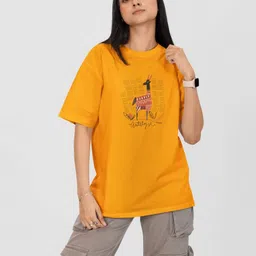 Moda Rapido Women Printed Drop-Shoulder Sleeves Pockets T-shirt-image-76